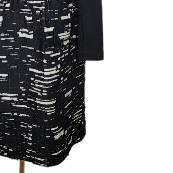 PIAZZA SEMPIONE Black Cream Wool Blend Knit and Textured Dress - Size 8 (M) - Picture 5 of 10